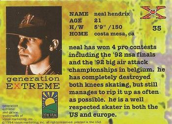 1994 Vision Generation Extreme #35 Neal Hendrix Back